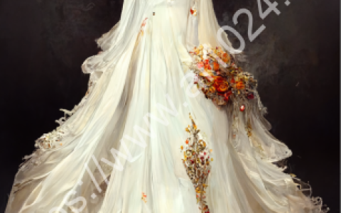 Fantasy Concept of Beautiful Wedding Dress, --ar 9:16