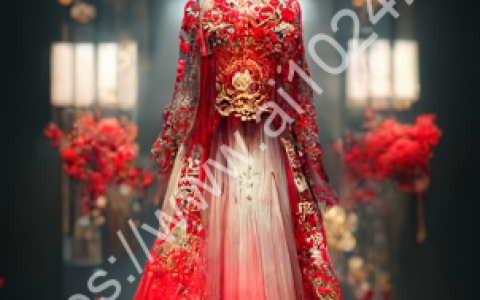 Chinese style ancient red wedding dress, fashion week, fashion show, surreal, high definition, ultra detailed, realistic, high pixel, octane rendering, cinematic lighting, sparkling --ar 9:16