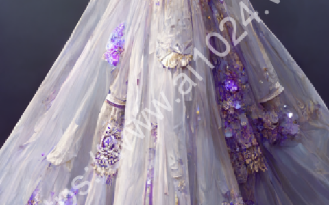 The new purple crystal wedding dress is filled with multi-layer tulle, European-style white patterned marble background wall, fairy tale palace style, and oversized skirt. The neckline and cuffs are decorated with openwork lace elements and jewelry, and the skirt is covered with gorgeous flowers and butterflies. Fantasy, Surreal, HD, Super Detailed, Realistic, High Pixel, Octane Rendering, Cinematic Lighting --ar 9:16