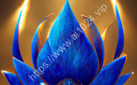 Glittering blue flaming lotus flower, floating and burning on water, symmetry, self-illumination, virtual engine, 8K, chaos --ar 9:16--莲花